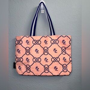 Elegant Pink Tote Bag with Blue Accents